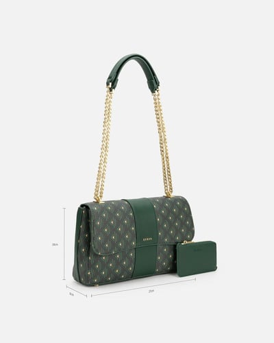 شنطة نسائية بحجم كبير بلون أخضر منقوش