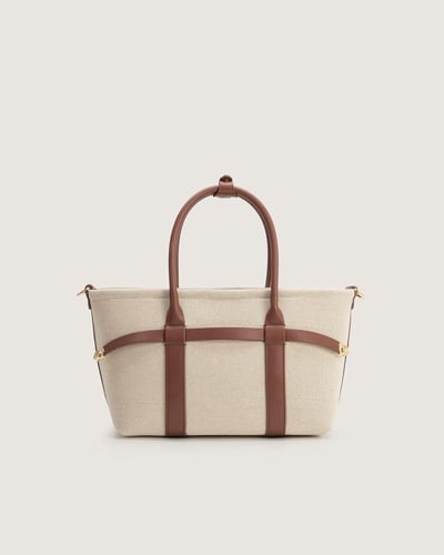 شنطة أرجوان النسائية عملية بلون بني وبيج