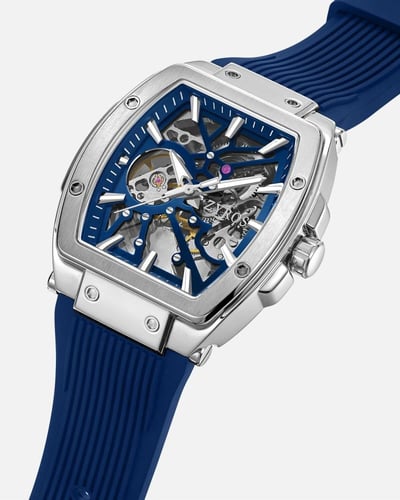 ساعة رجالية اوتوماتيك بلون أزرق