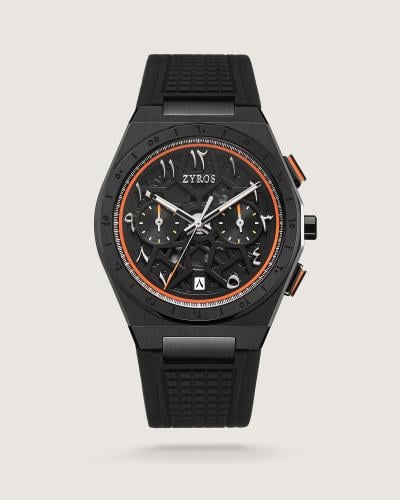 ساعة الزمن رجالية من الربل بلون أسود