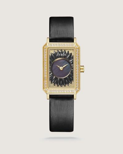 ساعة نسائية بسير جلد بلون أسود