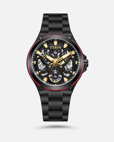 ساعة نُور الرجالية اتوماتيك بلون أسود