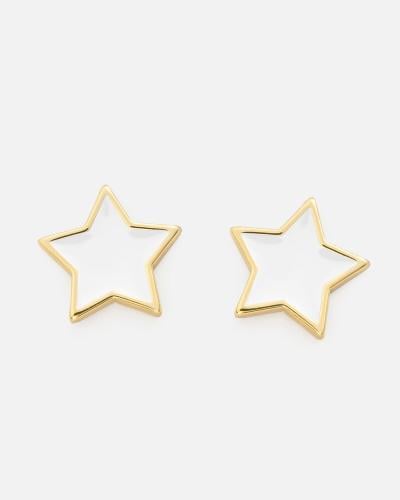 حلق نسائي بتصميم مميز بلون ذهبي وأبيض