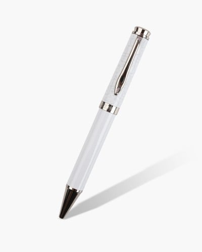 ‎ قلم رجالي فاخر بلون أبيض وفضي.