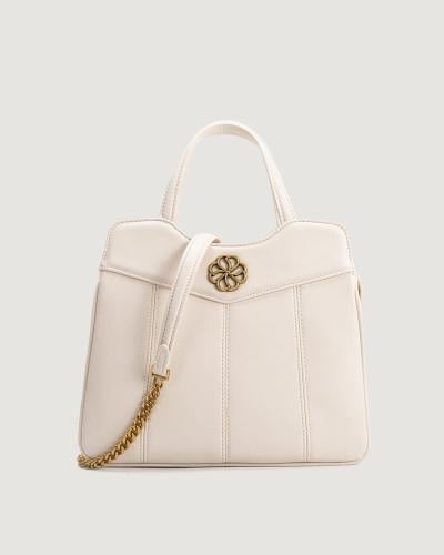 شنطة صَدف النسائية جلد بلون بيج.