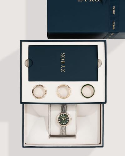 ساعة فاتنة النسائية بإطار متغير بلون فضي وذهبي