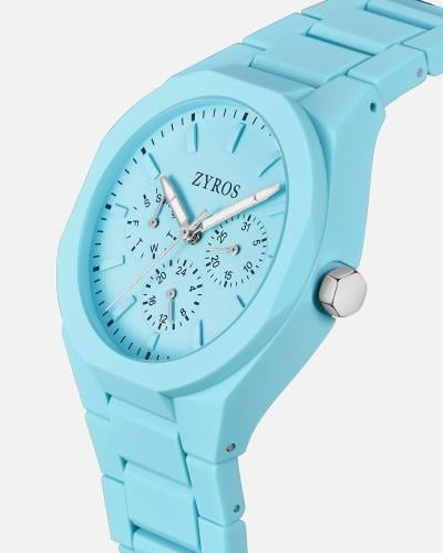 ‎ ساعة رجالية بسير من البولي كاربون بلون أزرق