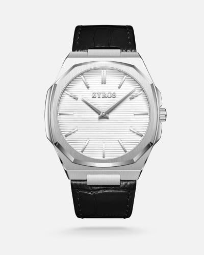 ساعة الأثير الرجالية جلد بلون أسود