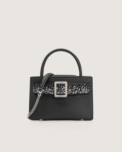 شنطة بريق النسائية جلد بلون أسود