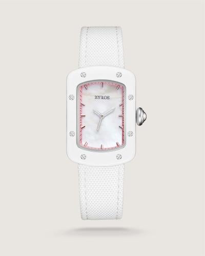 ساعة الوقت نسائية باللون الأبيض