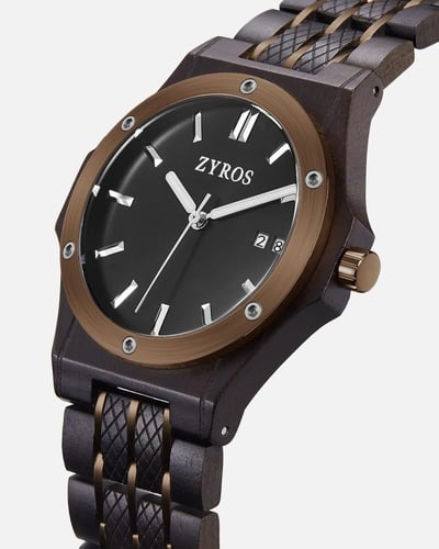 ساعة رجالية بسير خشبي