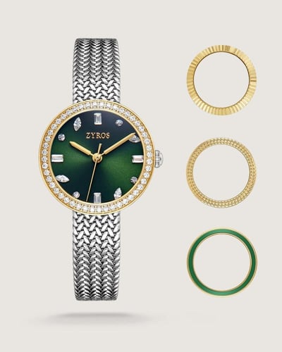 ساعة فاتنة النسائية بإطار متغير بلون فضي وذهبي