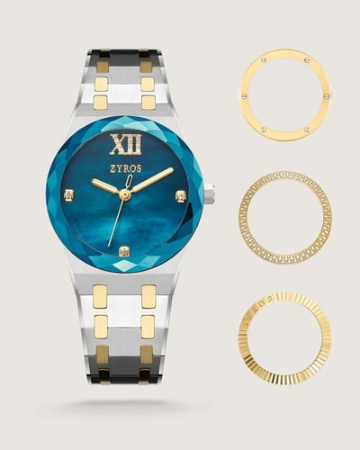 ساعة فاتن النسائية ستيل بإطار متغير بلون ذهبي وفضي