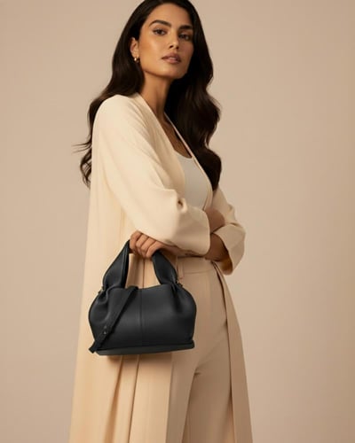 شنطة أمجاد النسائية جلد باللون الأسود