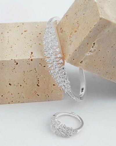 طقم اكسسوار نسائي أنيق بلون فضي