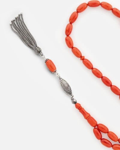 سبحة فاتوران بلون كحلي برتقالي معرق