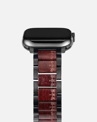 سوار ساعة آبل من الستيل والخشب.