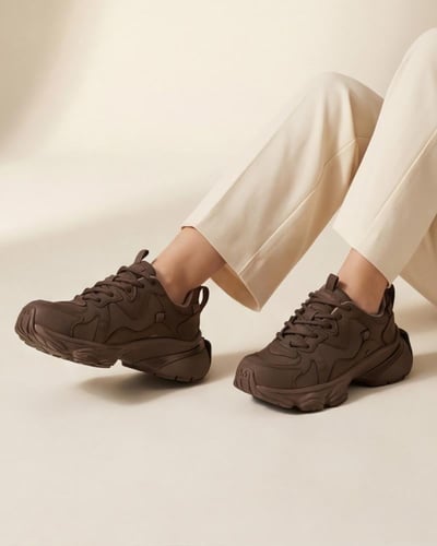 حذاء نسائي رياضي عملي بلون بني