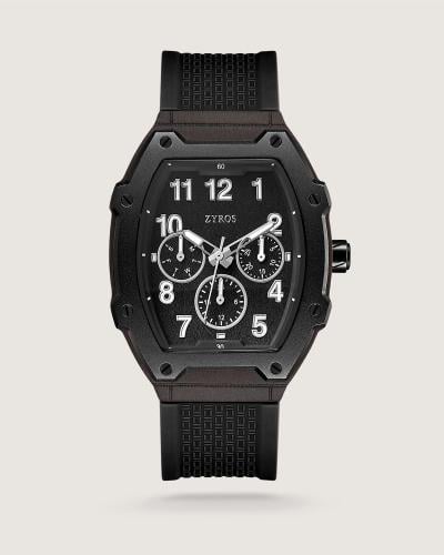 Evora men’s rubber watch in black color