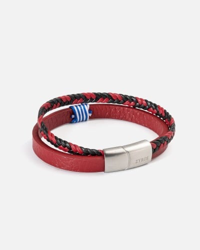 اسوارة رجالية كلاسيك بلون أحمر و أسود