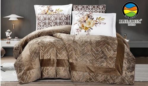 لحاف كينج مخمل مخطط فضي 6ق