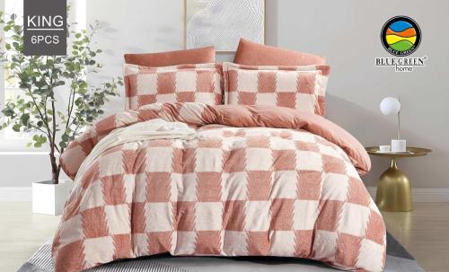 لحاف كينج مخمل وجهين مشجر 6 قطع