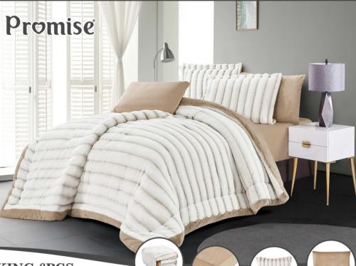 لحاف لورين 1 كينج مخمل سادة وجهين 6ق