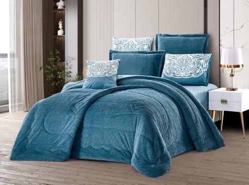 لحاف كينج بلوجرين مخمل سادة 7ق