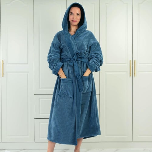 روب حمام رقة سادة بقبعه ألوان 3XL