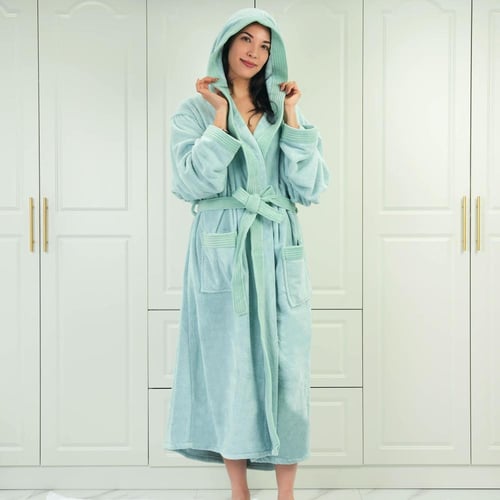 روب حمام رقة سادة بقبعه ألوان 2XL