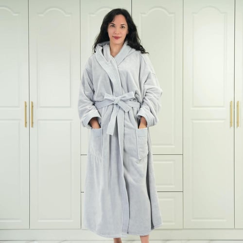 روب حمام رقة سادة بقبعه ألوان 3XL