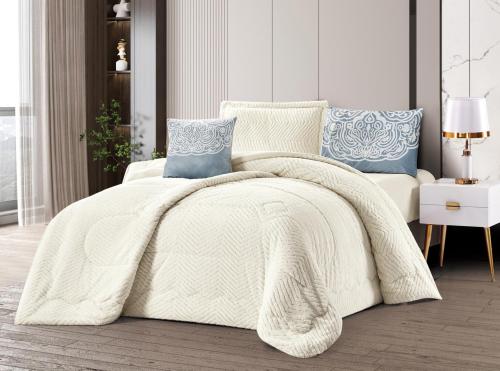 لحاف كينج بلوجرين مخمل سادة 7ق