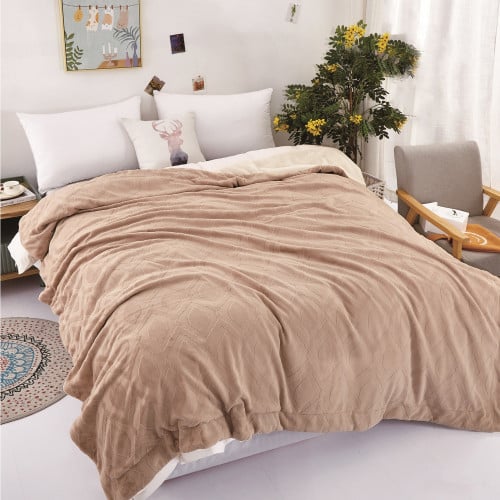 بطانية كينج مخمل جاكار فرو 200×230 بيج ت/6