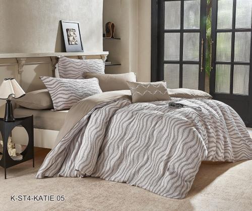 لحاف كينج ساده مموج 7ق بني