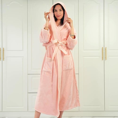 روب حمام رقة سادة بقبعه ألوان 3XL