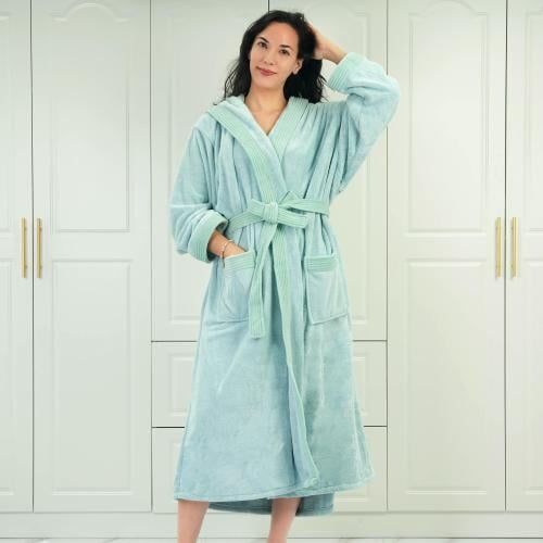 روب حمام رقة سادة بقبعه ألوان 3XL