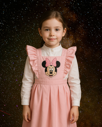 مريول مدرسي وردي للروضة والابتدائي بشخصية ميكي ماو...