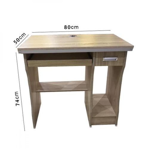 مكتب صغير للكمبيوتر مصنوع من الخشب لون بيج او بني