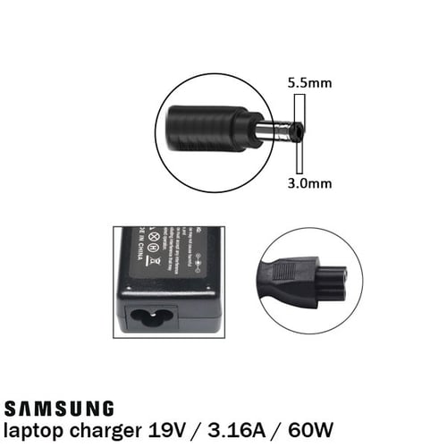 شاحن لابتوب سامسونج بجهد 19 فولت وتيار 3.16 امبير...