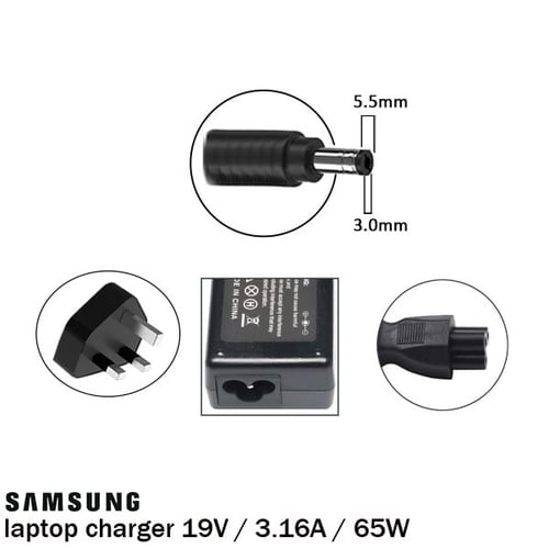 شاحن سامسونج بجهد 19 فولت وتيار 3.16 امبير وقوة 65...