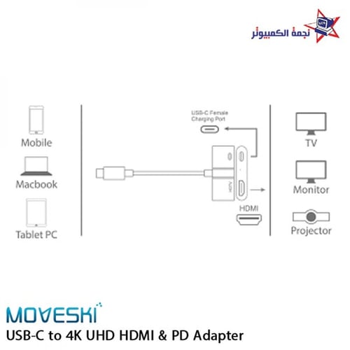9592A / USB-C Type-c 4K UHD HDMI &PD Adapter / قطع...