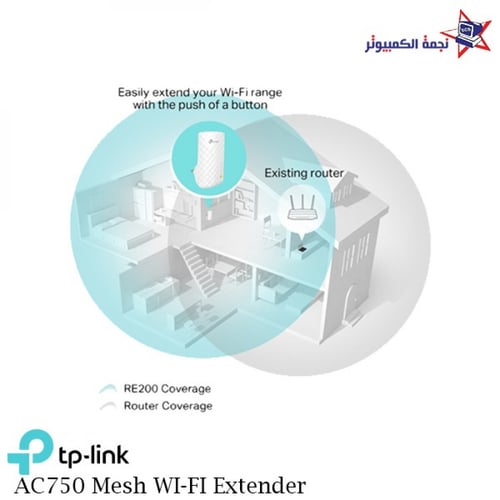 مقوي شبكة RE200 من TP-LINK بمدى AC750 Mesh WIFI Ex...