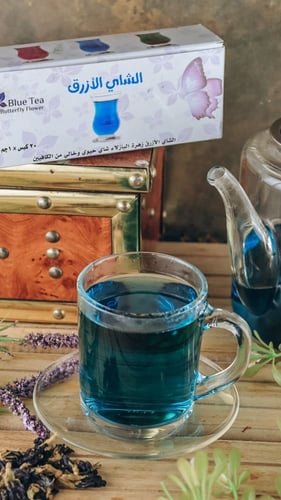 علبة شاي أزرق مكونة من 25 كيساً