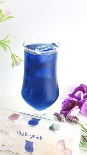 علبة شاي أزرق مكونة من 25 كيساً