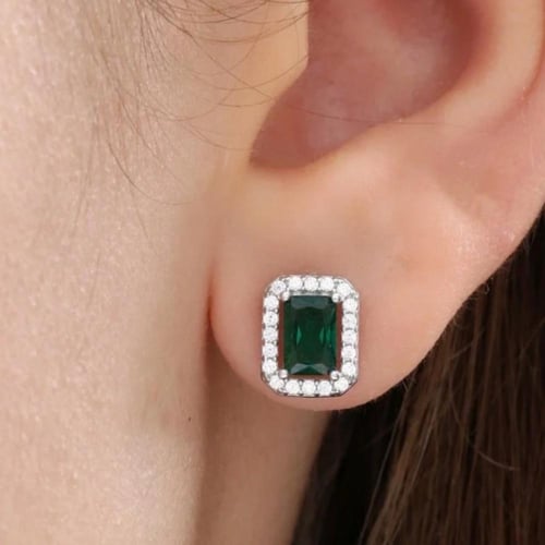 حلق مرصع بالكريستال والزركون فضة صافي عيار٩٢٥