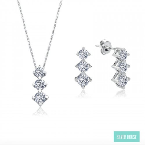 طقم ناعم فضة صافي عيار 925 فصوص سوارفيسكي