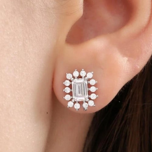 حلق مرصع بالكريستال والزركون فضة صافي عيار٩٢٥