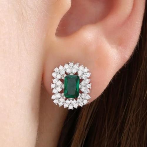 حلق مرصع بالكريستال والزركون فضة صافي عيار٩٢٥