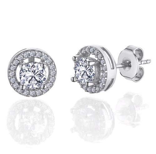 حلق مرصع بالزركون فضة صافي عيار٩٢٥