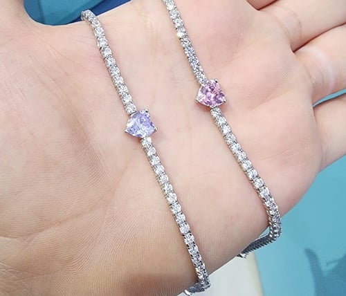 اسوارة تنس فصوص سوارفيسكي مع قلب فضة صافي عيار925